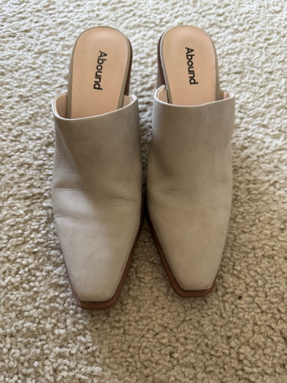 Abound Neutral Cream Leather Heeled Mules